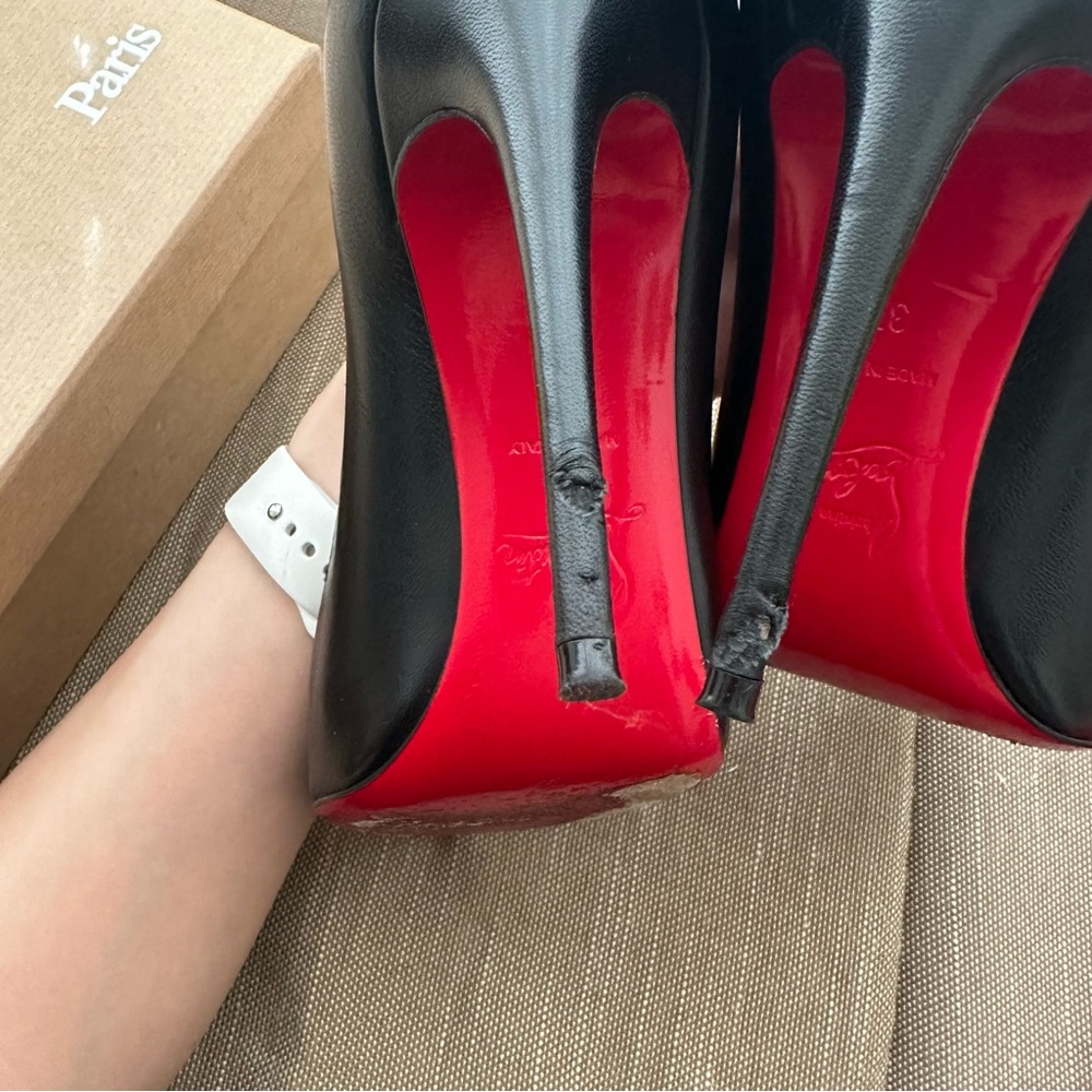CHRISTIAN LOUBOUTIN Kate 100 Black Nappa Heels - Picture 11 of 12